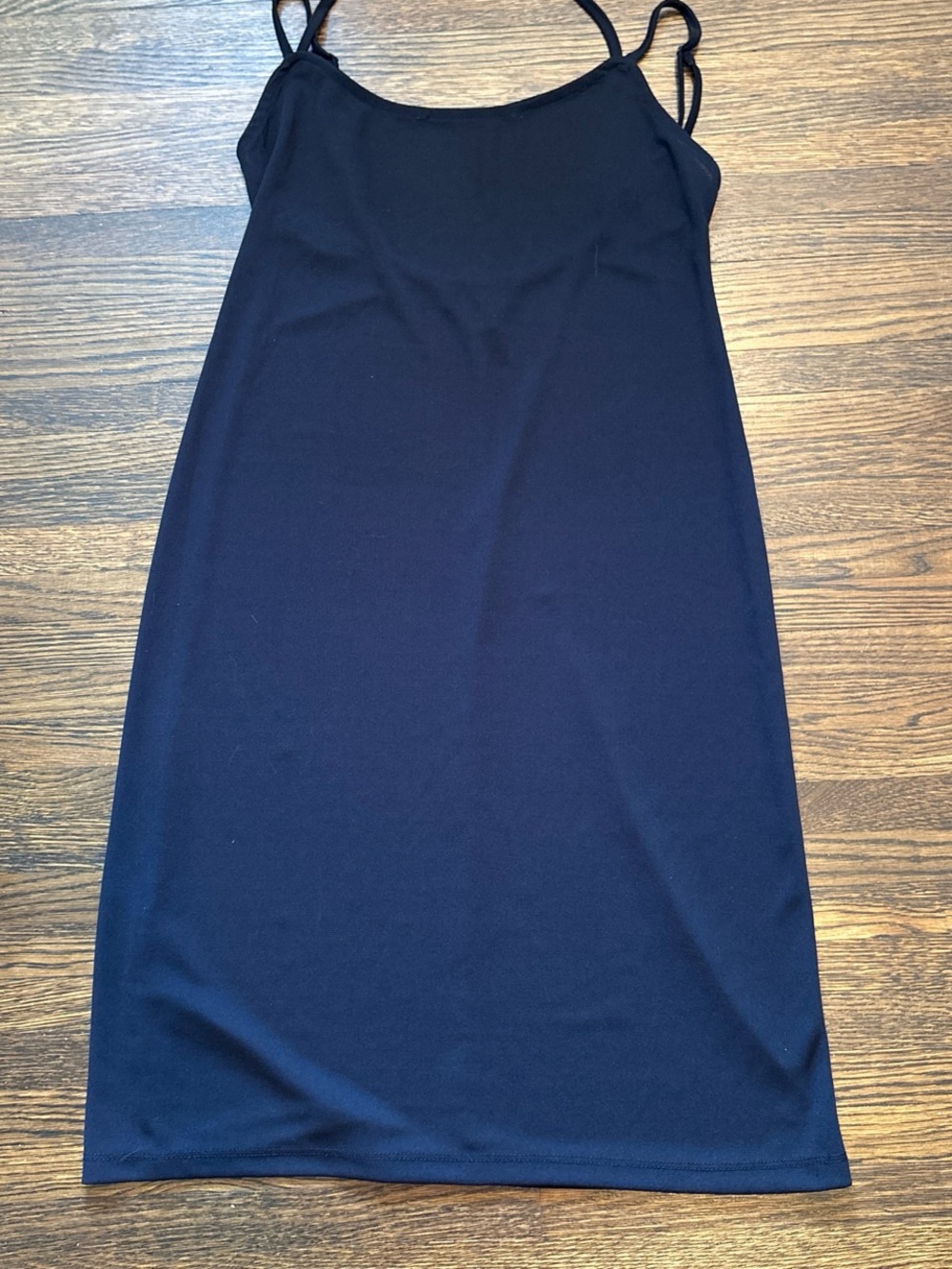Ann Taylor Black Slip Midi Dress with Spaghetti Straps